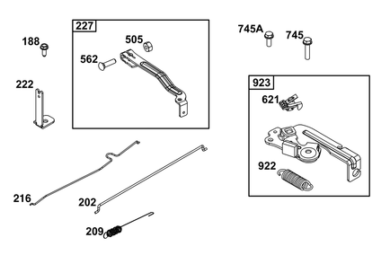Controls Group Diagram and Parts List for 09P902-0009-H5 020000 - 09Z999 Briggs and Stratton Engine